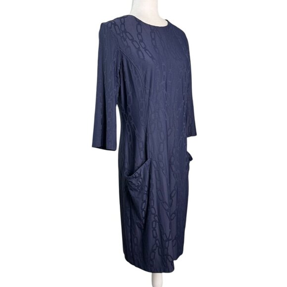 Joseph Ribkoff Midnight Blue Chain-Link Knee-length Dress POCKETS Women's 12 - Picture 5 of 8